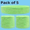 Five (5) Sets Bulk Sweatband Set - Headband and Wristbands Cotton - One Size Fits Most - for Sports and 80's Costume (Neon Green - Pack of 5) view 2