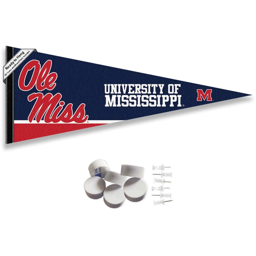Ole Miss Pennant Flag and Wall Tack Mount Pads
