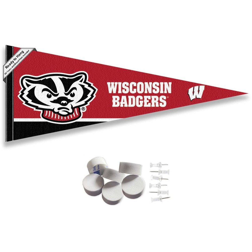 Wisconsin Badgers Pennant Flag and Wall Tack Mount Pads