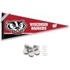 Wisconsin Badgers Pennant Flag and Wall Tack Mount Pads view 1