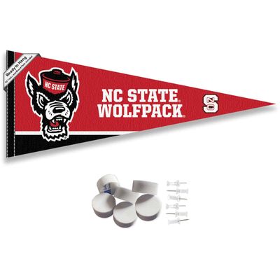 North Carolina State Wolfpack Pennant Flag and Wall Tack Mount Pads