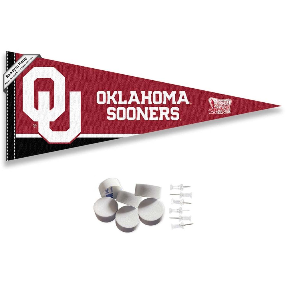 Oklahoma Sooners Pennant Flag and Wall Tack Mount Pads