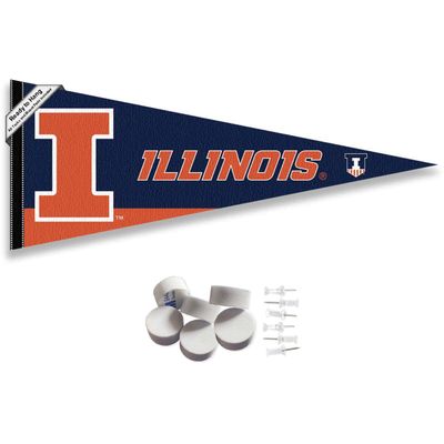Illinois Fighting Illini Pennant Flag and Wall Tack Mount Pads
