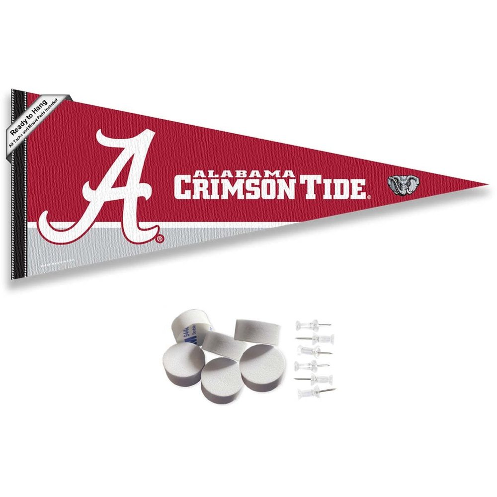 Alabama Crimson Tide Pennant Flag and Wall Tack Mount Pads