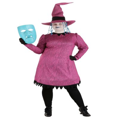 Fun Costumes Plus Size Shock Costume | Adult Disney Nightmare Before Christmas Women's Dress, Leggings, Hat with Attached Hair & Mask, Purple (2X)