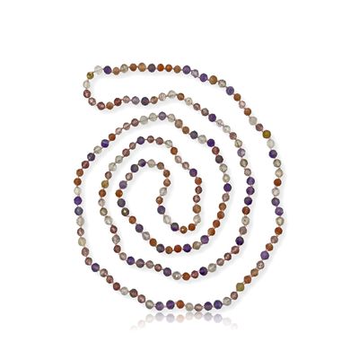 36-inch 4MM Micro-cut Small Petite Size Natural Super 7 Melody Stone Dainty Light Weight Mala Chakra Infinity Slip-on Style Beaded Necklace or Wrap Bracelet for Women. super 7