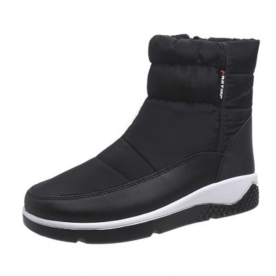 oiangi Snow Boots for Women 2022 Winter Fashion Plush Warm Round Toe Side Zipper Flat Ankle Booties Comfortable Casual High Tops Non-slip Ladies Shoes