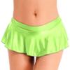 QinCiao Women's Glossy Mini Skirt Short Skirt Shiny Low Tail Pleated Rock Mini Skirts Clubwear Fluorescent Green Large view 1