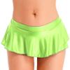 QinCiao Women's Glossy Mini Skirt Short Skirt Shiny Low Tail Pleated Rock Mini Skirts Clubwear Fluorescent Green Large view 3