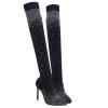 Sparkly Rhinestones Boots for Women 2022 Sexy Pointed Toe Stiletto High Heels over the Knee Boots Stretch Comfy Thigh High Boots Casual Shoes view 3