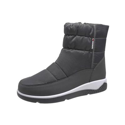 oiangi Snow Boots for Women 2022 Winter Fashion Plush Warm Round Toe Side Zipper Flat Ankle Booties Comfortable Casual High Tops Non-slip Ladies Shoes