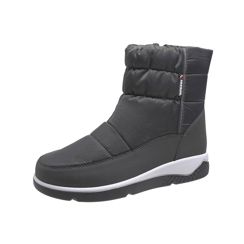 oiangi Snow Boots for Women 2022 Winter Fashion Plush Warm Round Toe Side Zipper Flat Ankle Booties Comfortable Casual High Tops Non-slip Ladies Shoes