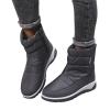 oiangi Snow Boots for Women 2022 Winter Fashion Plush Warm Round Toe Side Zipper Flat Ankle Booties Comfortable Casual High Tops Non-slip Ladies Shoes view 3