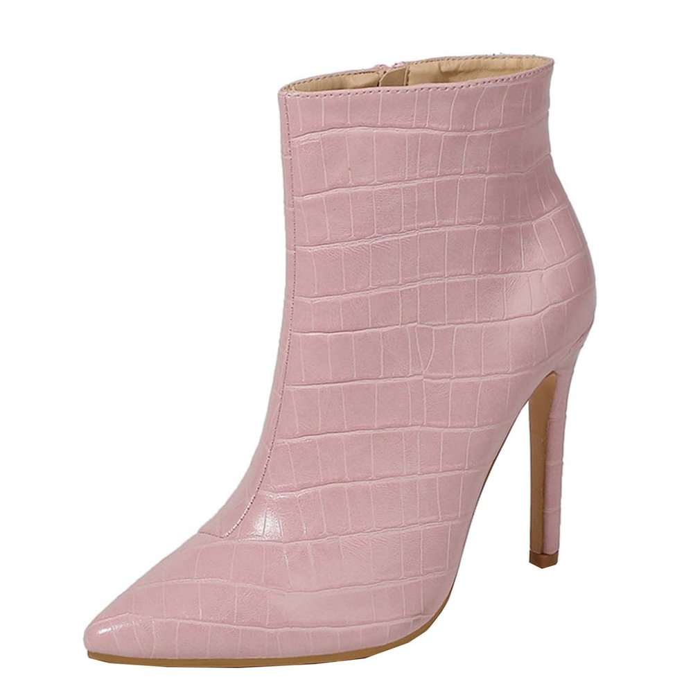 Boots for Women Ankle Booties 2022 Winter Fashion Casual Pointed Toe Plaid Side Zipper Stiletto High Heels Boots Solid Dressy Comfy Ladies Shoes