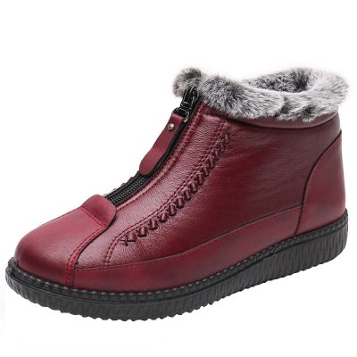 Winter Snow Boots for Women 2022 Fashion Round Toe Soft Sole Plus Velvet Warm Slip on Ankle Booties Comfortable Casual Zipper Non-slip Shoes