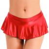 QinCiao Women's Glossy Mini Skirt Short Skirt Shiny Low Tail Pleated Rock Mini Skirts Clubwear Red X-Large view 1