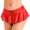 QinCiao Women's Glossy Mini Skirt Short Skirt Shiny Low Tail Pleated Rock Mini Skirts Clubwear Red X-Large view 2