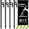 4 Pack Tent Stakes Heavy Duty Metal Tent Pegs for Camping Steel Tent Stakes 8 inch Unbreakable and Inflexible Black view 1