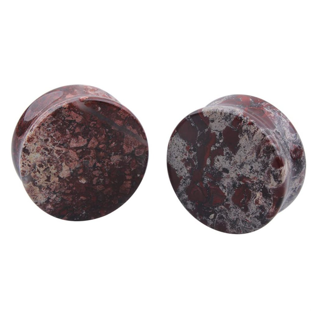 1Pairs Bloodstone Ear Gauges Plugs Tunnels Expanders Stretcher Double Flared Piercing Body Jewelry Easy to Wear & Comfortable Earrings