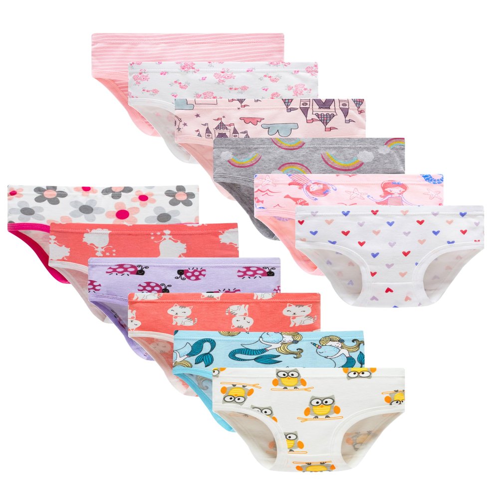 Cadidi Dinos Girls' Cotton Panties Little Girls Soft Underwears Kids Briefs (Pack of 12) Size 3T 4T