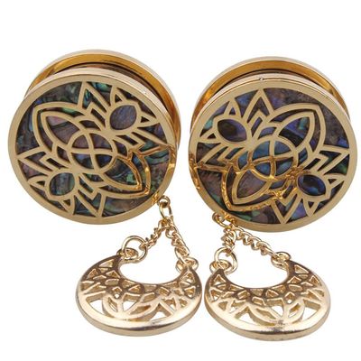 1Pairs Stainless Steel Pulley hollow pendant Ear Gauges Plugs Tunnels Expanders Stretcher Double Flared Piercing Body Jewelry Easy to Wear & Comfortable Earrings