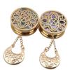 1Pairs Stainless Steel Pulley hollow pendant Ear Gauges Plugs Tunnels Expanders Stretcher Double Flared Piercing Body Jewelry Easy to Wear & Comfortable Earrings view 2