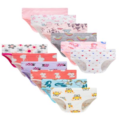 Cadidi Dinos Girls' Cotton Panties Little Girls Soft Underwears Kids Briefs (Pack of 12) Size 5 6