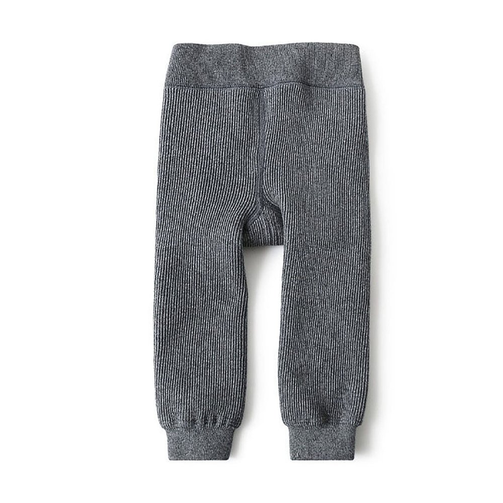 QinCiao Toddler Baby Girls Fleece Lined Knitted Leegings Tights Warm Solid Stretch Pants Bottoms Dark Gray 2-3 Years