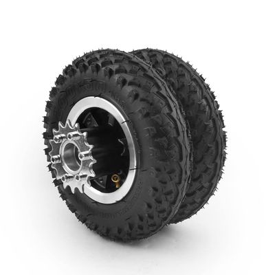 L-faster 8 Inch Double Wheel with 16 Teeth Sprocket Gear Compatible with #410 Chain Components for Cart Flatbed Tricycle Scooter(Wheel and 16T Gear)