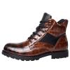 oiangi Vintage Imitation Leather Men's Boots Leather Shoes 2022 Fashion Men's Middle Top Boots Men view 1