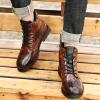 oiangi Vintage Imitation Leather Men's Boots Leather Shoes 2022 Fashion Men's Middle Top Boots Men view 2