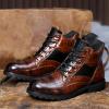 oiangi Vintage Imitation Leather Men's Boots Leather Shoes 2022 Fashion Men's Middle Top Boots Men view 3