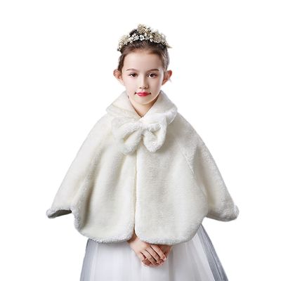 RUIXIA Flower Girls Faux Fur Bolero Shrug Princess Cape Winter Warm Shoulder Wrap Wedding Birthday Costume Party Evening Dress Up