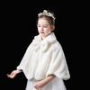 RUIXIA Flower Girls Faux Fur Bolero Shrug Princess Cape Winter Warm Shoulder Wrap Wedding Birthday Costume Party Evening Dress Up view 2