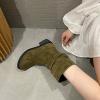 Suede Boots for Women Mid Calf Fashion Chunky Heel Round Toe Pleated Slip on Block Low Heel Boots 2022 Fall Winter Solid Casual Comfy Ladies Shoes view 4