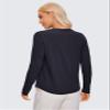 CRZ YOGA Pima Cotton Crewneck Long Sleeve Shirts for Women - Workout Athletic Yoga Casual Tops Soft Plain T-Shirt Navy X-Small view 2