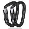 BEIFENG Auto Locking Carabiner 25KN Climbing Carabiner Large Carabiner Clip Obtained UIAA Certification Heavy Duty Carabiners Suitable for Rock Climbing, Camping, Gym,Rescue Black (Black&Silver-2PCS) view 1