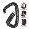 BEIFENG Auto Locking Carabiner 25KN Climbing Carabiner Large Carabiner Clip Obtained UIAA Certification Heavy Duty Carabiners Suitable for Rock Climbing, Camping, Gym,Rescue Black (Black&Silver-2PCS) view 2