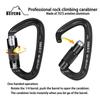 BEIFENG Auto Locking Carabiner 25KN Climbing Carabiner Large Carabiner Clip Obtained UIAA Certification Heavy Duty Carabiners Suitable for Rock Climbing, Camping, Gym,Rescue Black (Black&Silver-2PCS) view 3