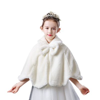 Flower Girls Faux Fur Bolero Shrug Princess Cape Winter Warm Shoulder Wrap Wedding Birthday Costume Party Evening Dress Up