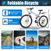 JAYEUW 26 inch 21 Speed Mountain Bike Folding Bike for Adults, High Carbon Steel Mountain Bicycle Bike Dual Disc-Brake Mountain Folding Bike for Men Women, Blue&White (US Stock) view 2