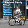 JAYEUW 26 inch 21 Speed Mountain Bike Folding Bike for Adults, High Carbon Steel Mountain Bicycle Bike Dual Disc-Brake Mountain Folding Bike for Men Women, Blue&White (US Stock) view 3