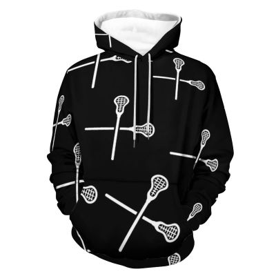 Lacrosse Sticks Crossed Hoodie Pullover Hooded Sweatshirt Casual Sweater Tops with Pocket for Men Women M
