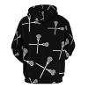Lacrosse Sticks Crossed Hoodie Pullover Hooded Sweatshirt Casual Sweater Tops with Pocket for Men Women M view 3