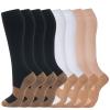 fenglaoda 8 Pairs Compression Socks for Men & Women 20-30 mmHg Knee High Nurse Pregnant Running Medical and Travel Athletic(L/XL,Multi19) view 1