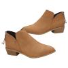 Women Pointed Toe Ankle Boots 2038 Fall Fashion Casual Back Zipper V Cutout Block Chunky Mid Heel Booties Solid Comfy Slip on Ladies Shoes view 1