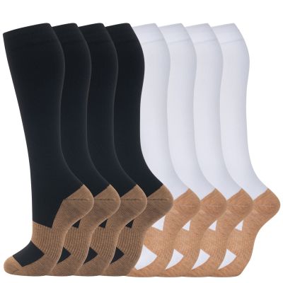 fenglaoda 8 Pairs Compression Socks for Men & Women 20-30 mmHg Knee High Nurse Pregnant Running Medical and Travel Athletic(L/XL,Multi18)