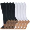 fenglaoda 8 Pairs Compression Socks for Men & Women 20-30 mmHg Knee High Nurse Pregnant Running Medical and Travel Athletic(L/XL,Multi18) view 1