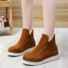 oiangi Platform Snow Boots for Women 2022 Winter Fashion Round Toe Plush Warm Slip on Flat Ankle Booties Solid Casual Comfortable Outdoor Ladies Shoes view 2