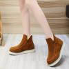 oiangi Platform Snow Boots for Women 2022 Winter Fashion Round Toe Plush Warm Slip on Flat Ankle Booties Solid Casual Comfortable Outdoor Ladies Shoes view 4